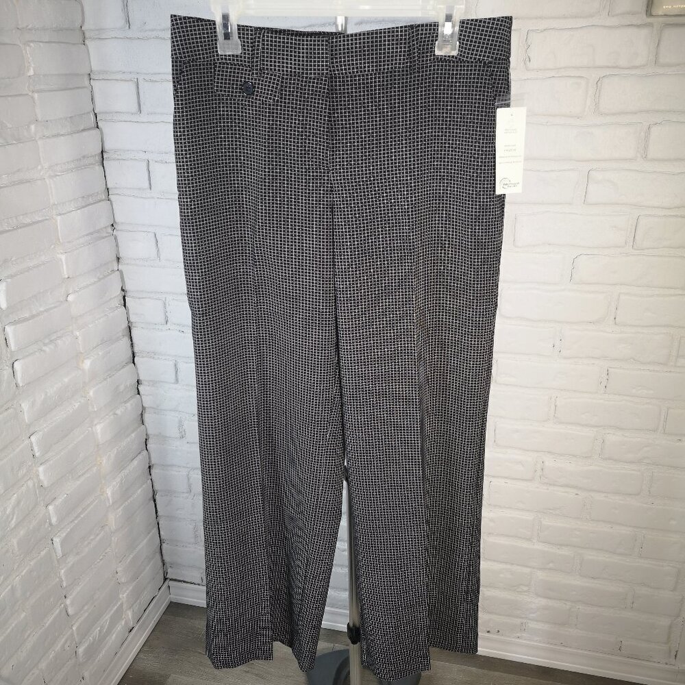 NWT Cleo Petites Ladies Size 10P Black & White Checkered Hannah Wide Leg Pants